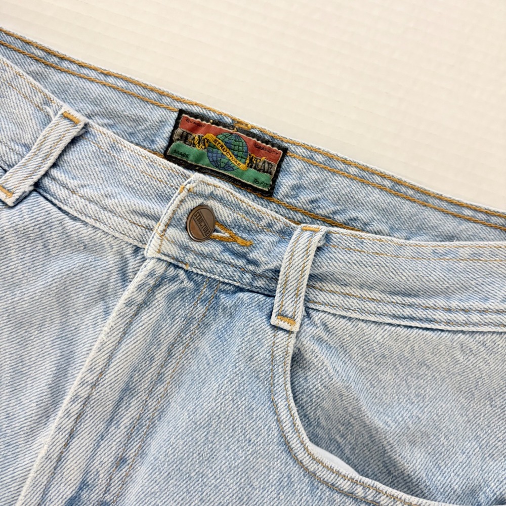 Y2K Structure Denim Shorts Unisex 29 Light Wash Vintage 90s Relaxed Cotton 8"